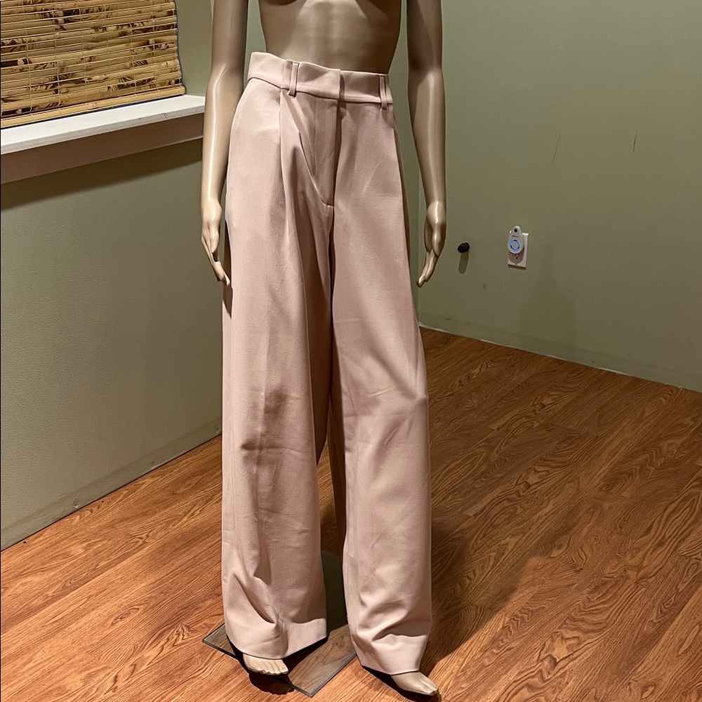 Zara Elegant Women's Blush Pink Wide-Leg Pants Size L